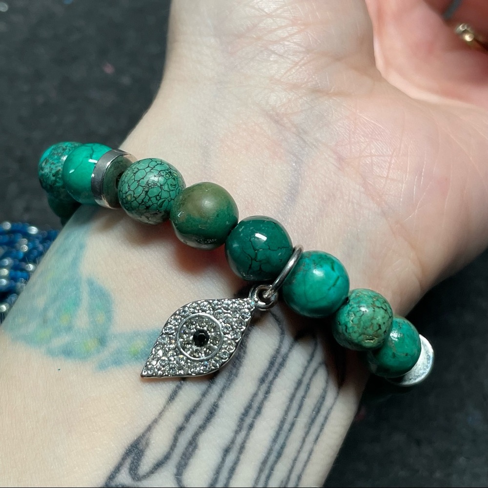 Earthbound Turquoise Beaded Boho Charm Bracelet